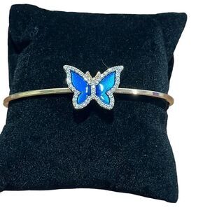 Brand New!! Cuff bangle bracelet with butterfly and zircon accent